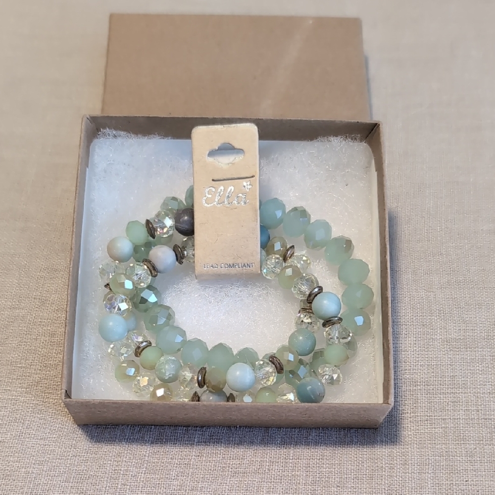 Ella Mint and Silver Beaded Bracelet Set
